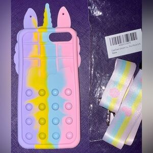 Case Town Unicorn Pop It Phone Case for iPhone 8 Plus - Pink, Blue, Yellow (NWT)
